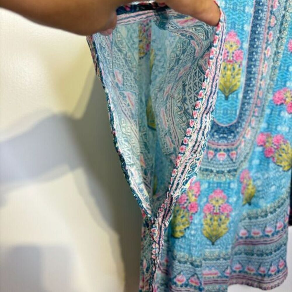 Tolani Collection Womens Multicolor Floral Narissa Printed Woven Caftan Tunic L - Picture 9 of 12